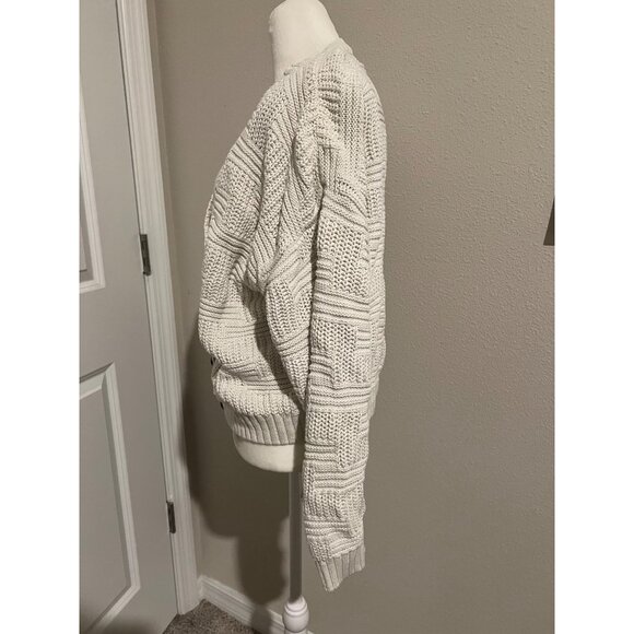 Womens Woods & Gray white-knit button-down casual  cardigan MEDIUM - Picture 3 of 7